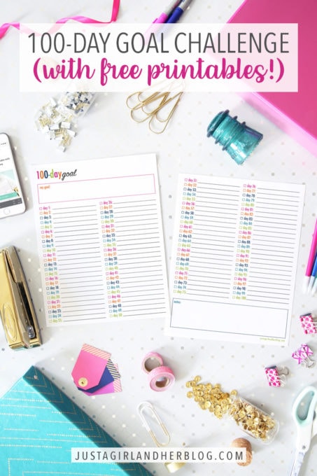 100-Day Goal Challenge with Free Printables