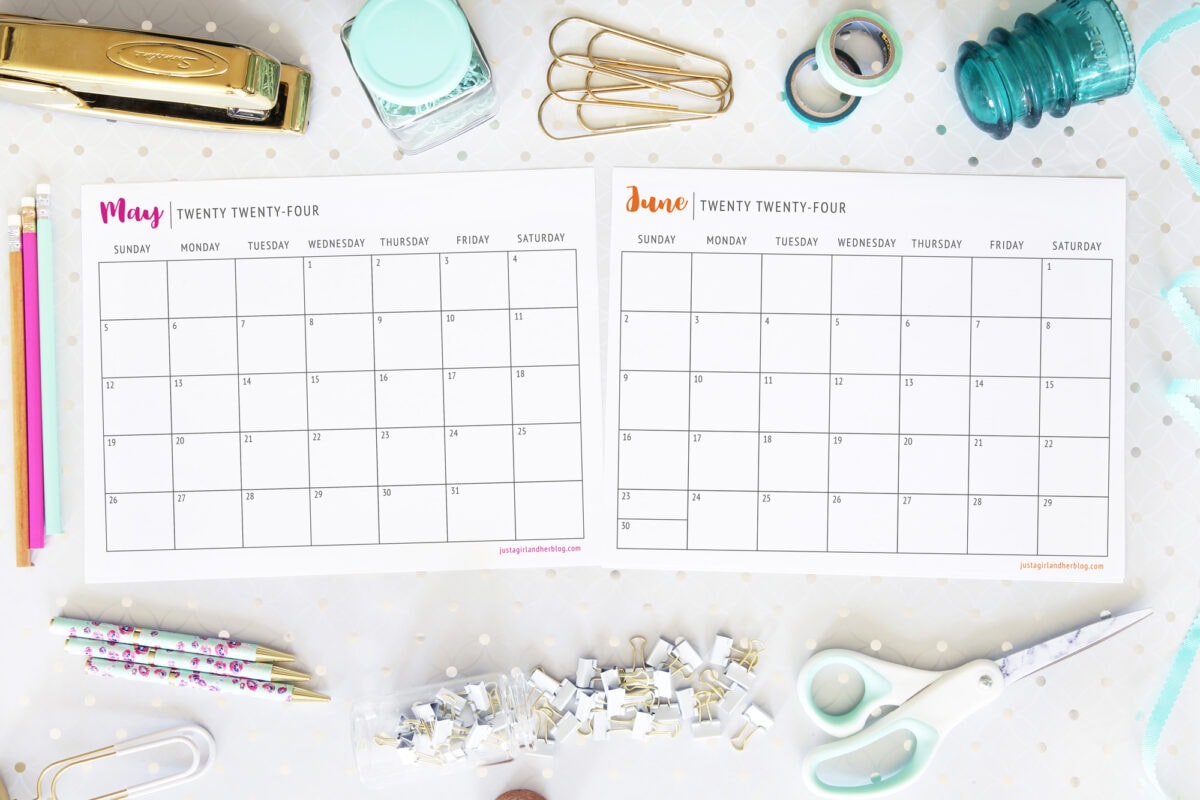 Free Printable Calendars for May and June 2024