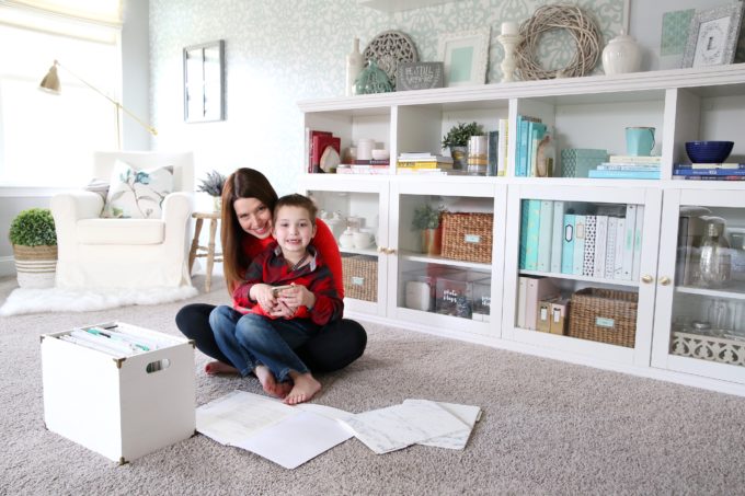 Mother and Son Decluttering in Home Office