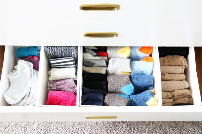 Home Organization - The KonMari Method of folding clothes helps us keep our dresser drawers neat, tidy, and uncluttered! filing method of clothes folding, declutter, decluttering, clothes organization, organizing clothes, kids' clothes organization, IKEA SKUBB boxes, Marie Kondo, The Life Changing Magic of Tidying Up