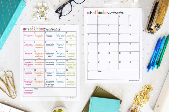 Printable Acts of Kindness Calendars