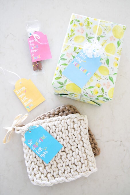 Gifts with cute printable gift tags