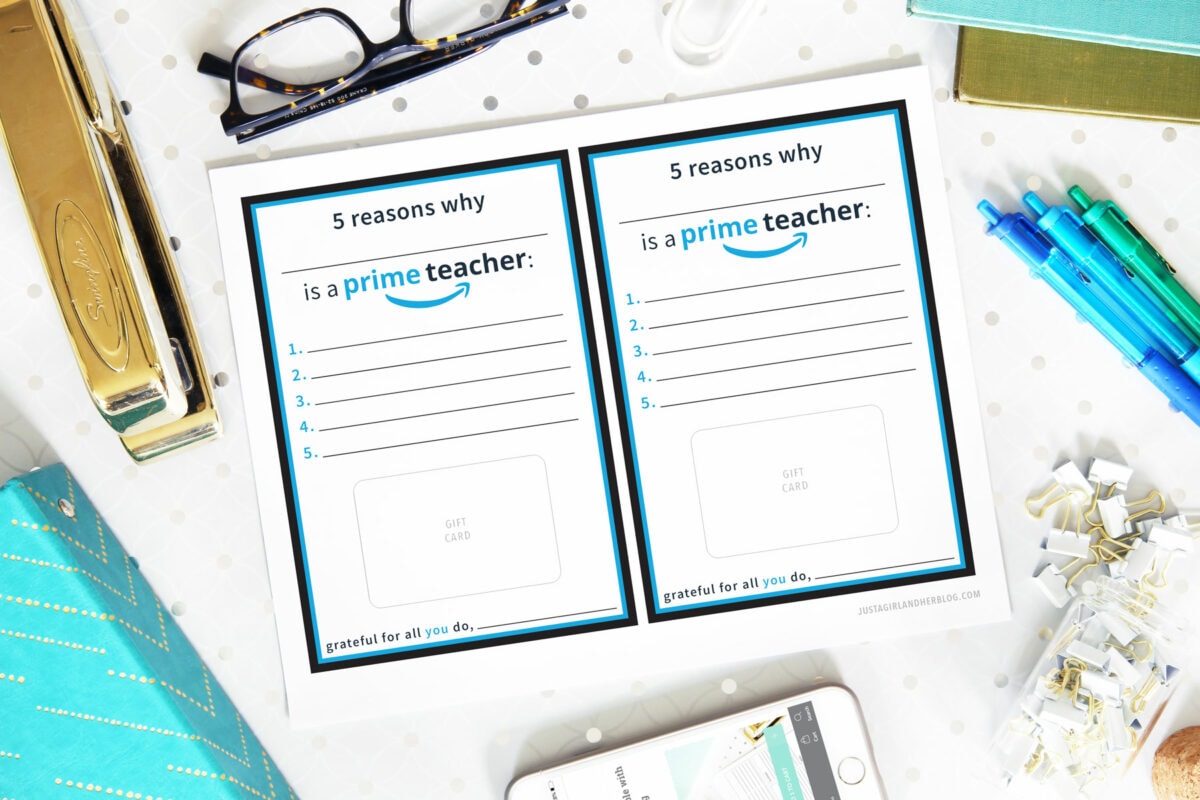 Amazon Teacher Gift Printables with Gift Card Holder