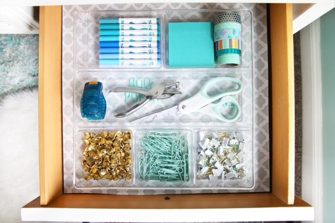 Organized Office Supplies in a Desk Drawer