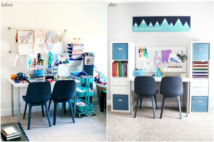 Organized Art Station Before and After