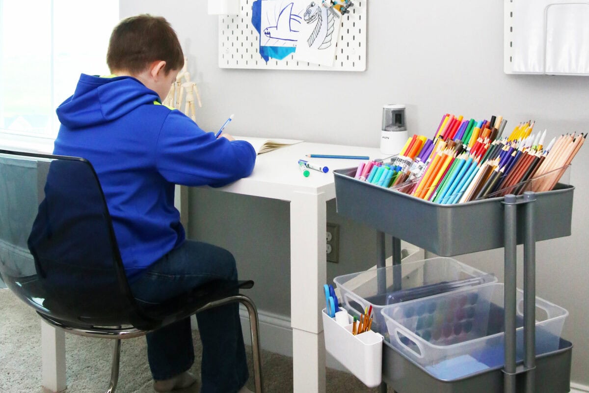 Organized Art Cart to Get Kids Ready for Back to School