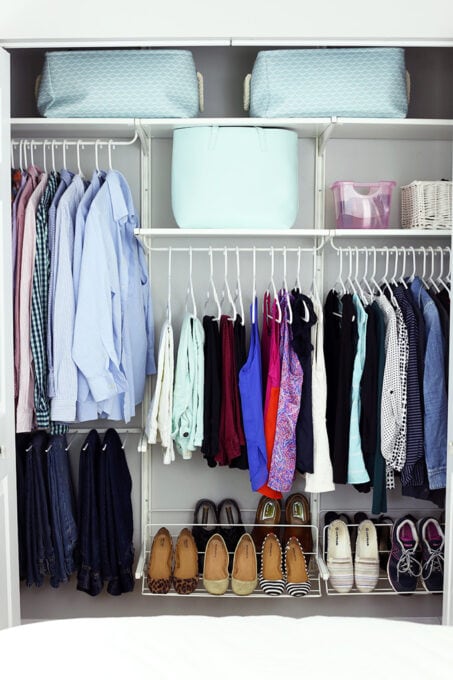 Organized closet with IKEA BOAXEL system, closet organization ideas