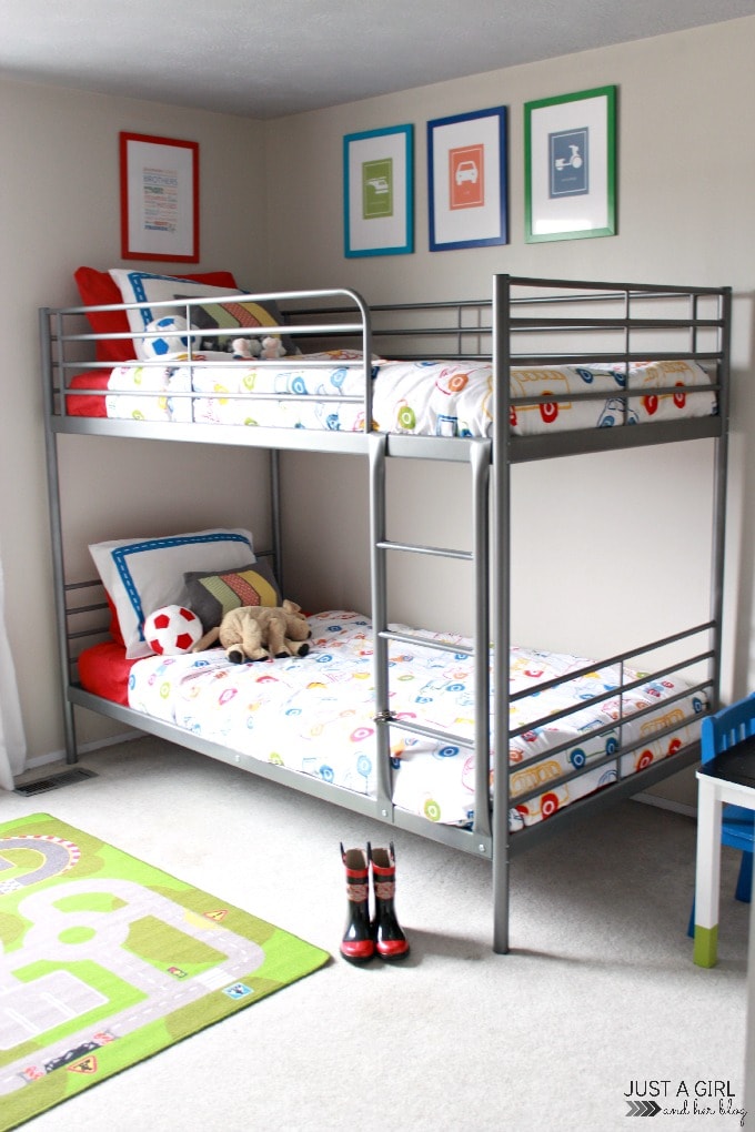 Shared Boys' Bedroom with a Transportation Theme, Bunk Beds