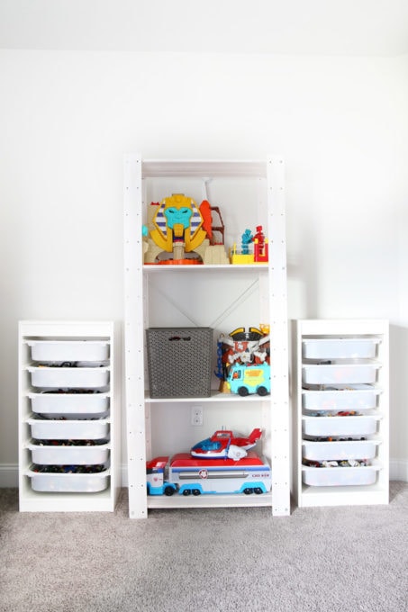 Organized Playroom with Storage for LEGO Bricks and Big Toys