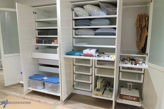 Craft Closet Made with IKEA's PAX storage system