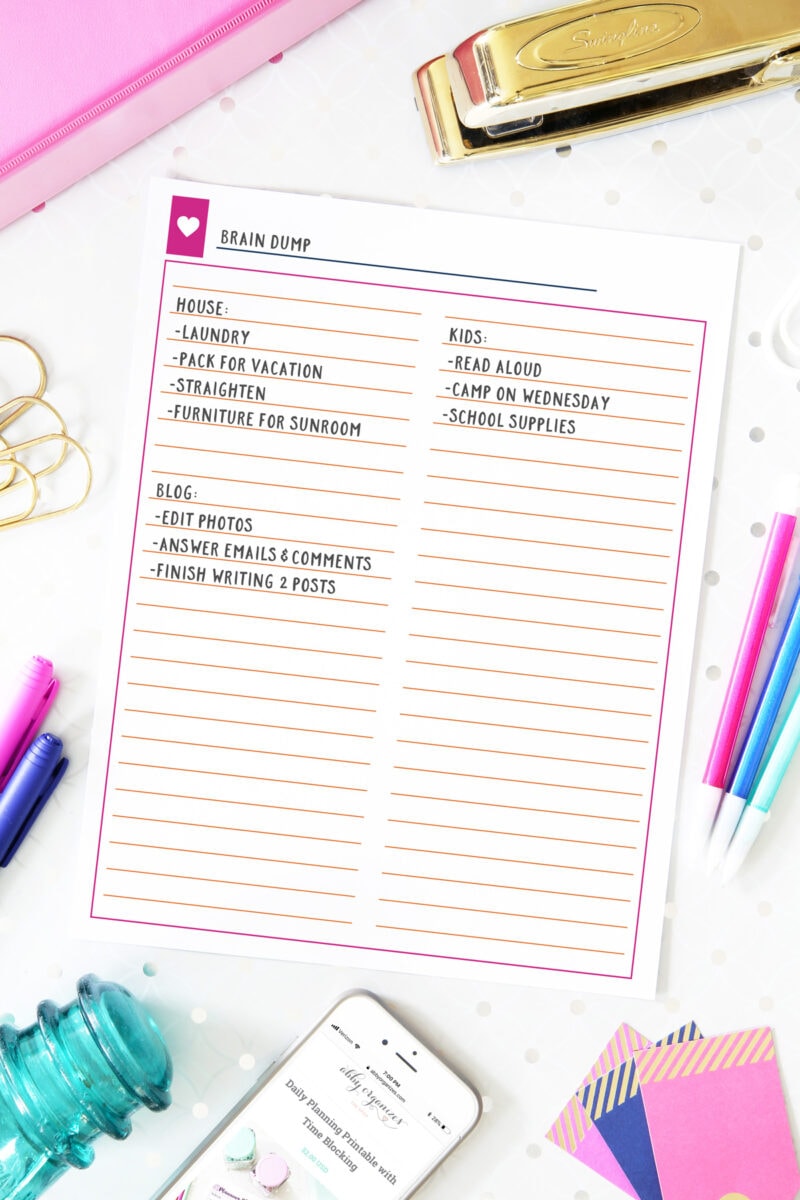 Free Printable Blank List, Perfect for the Brain Dump Method of Productivity