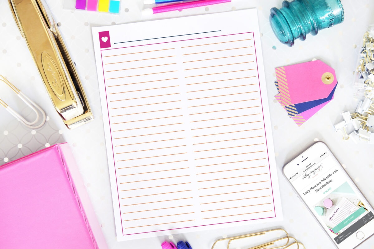 Free Printable Blank List, Perfect for the Brain Dump Method of Productivity