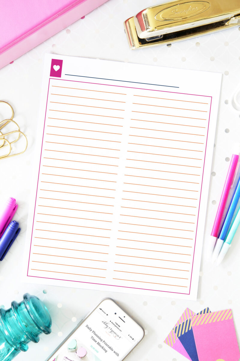 Free Printable Blank List, Perfect for the Brain Dump Method of Productivity