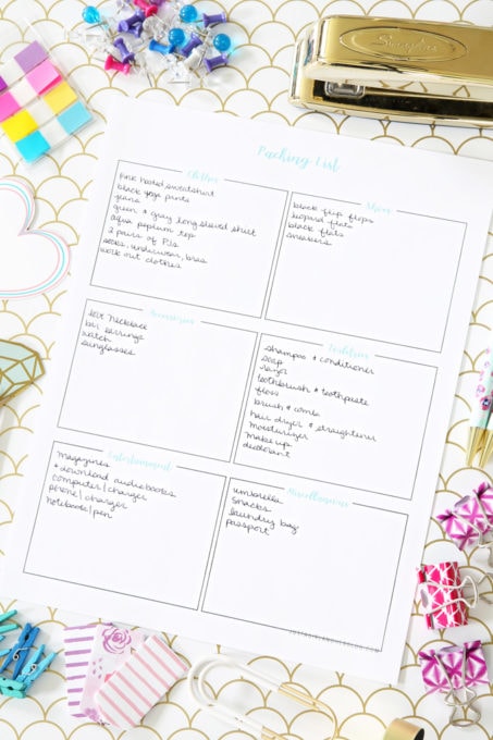 Free Printable Packing List for Getting Organized when You Travel on Vacation