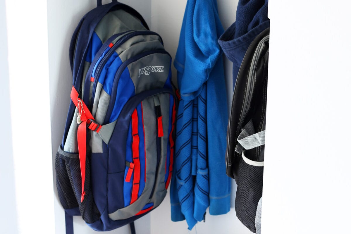 Bookbags and Coats in Mini Mudroom