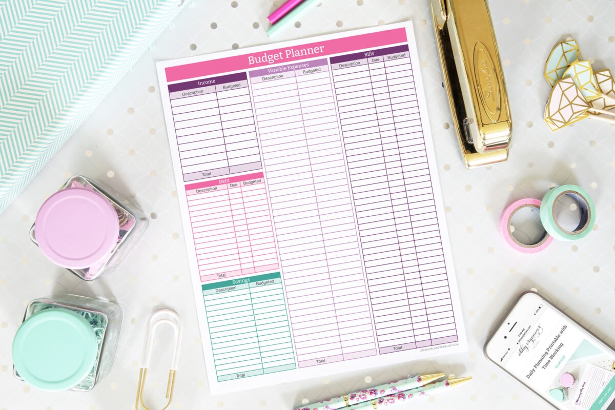 Budget Planner Printable for Helping to Organize Your Budget Categories