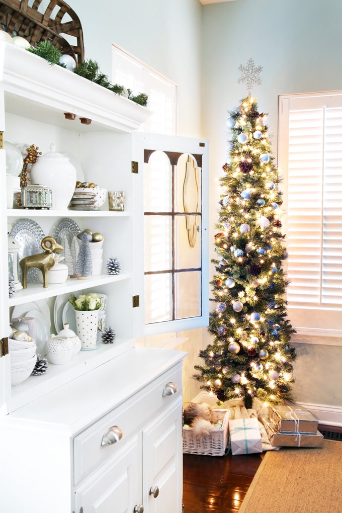 Pencil Tree in Christmas Dining Room