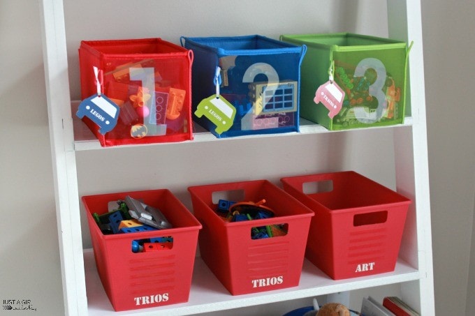 Organized Toy Bins in a Shared Kids' Bedroom