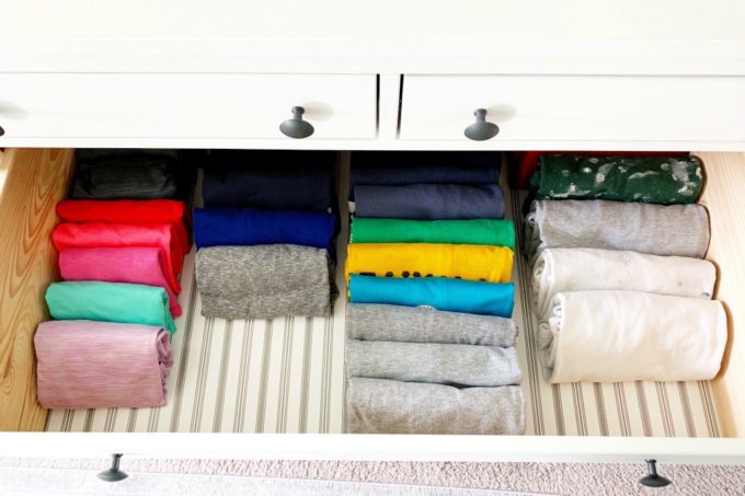 Clothes File Folded in a Drawer Using the KonMari Method