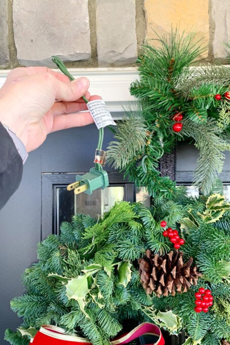 Electrical Plug on Christmas Outdoor Garland