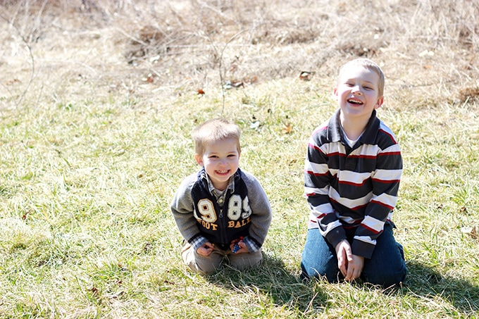 Brothers Laughing in a Field