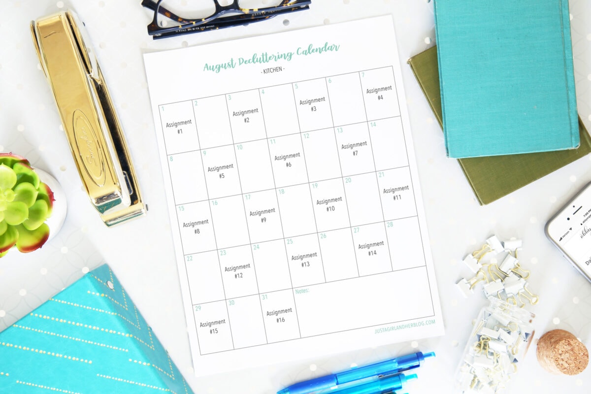 Decluttering Calendar for the Kitchen