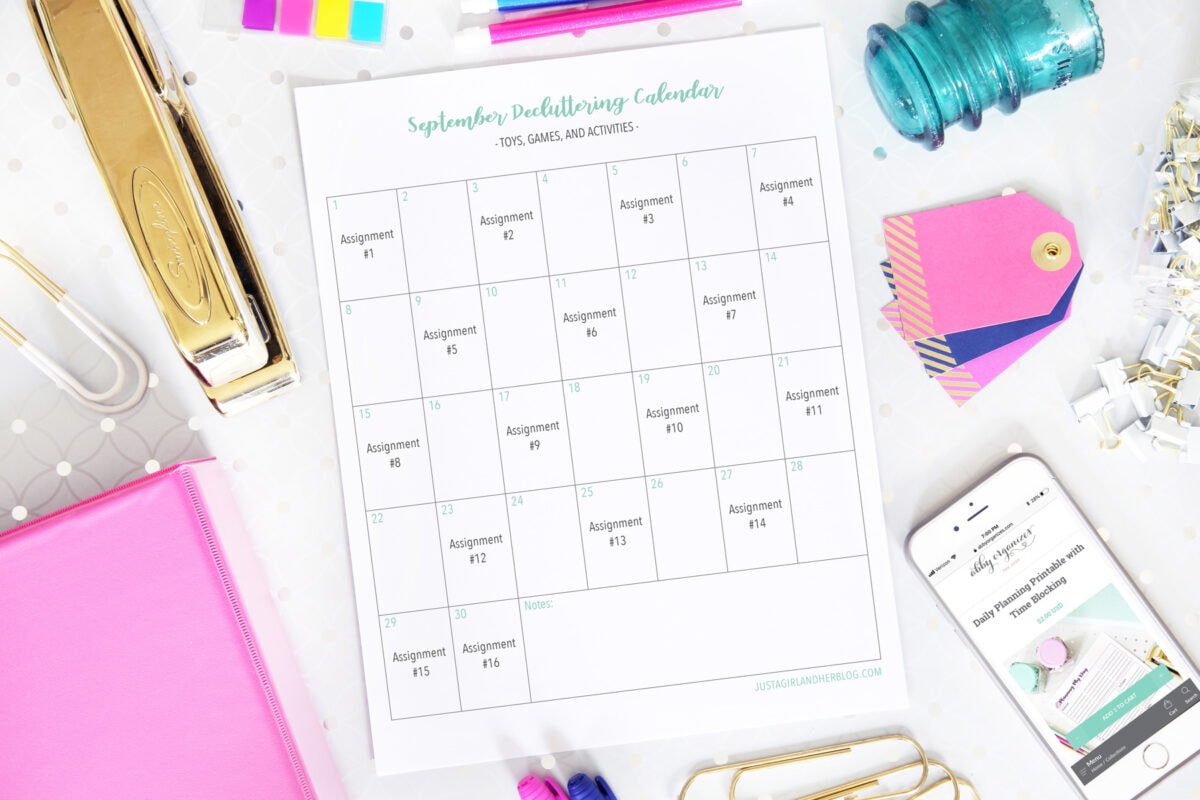 Decluttering Calendar for Toys