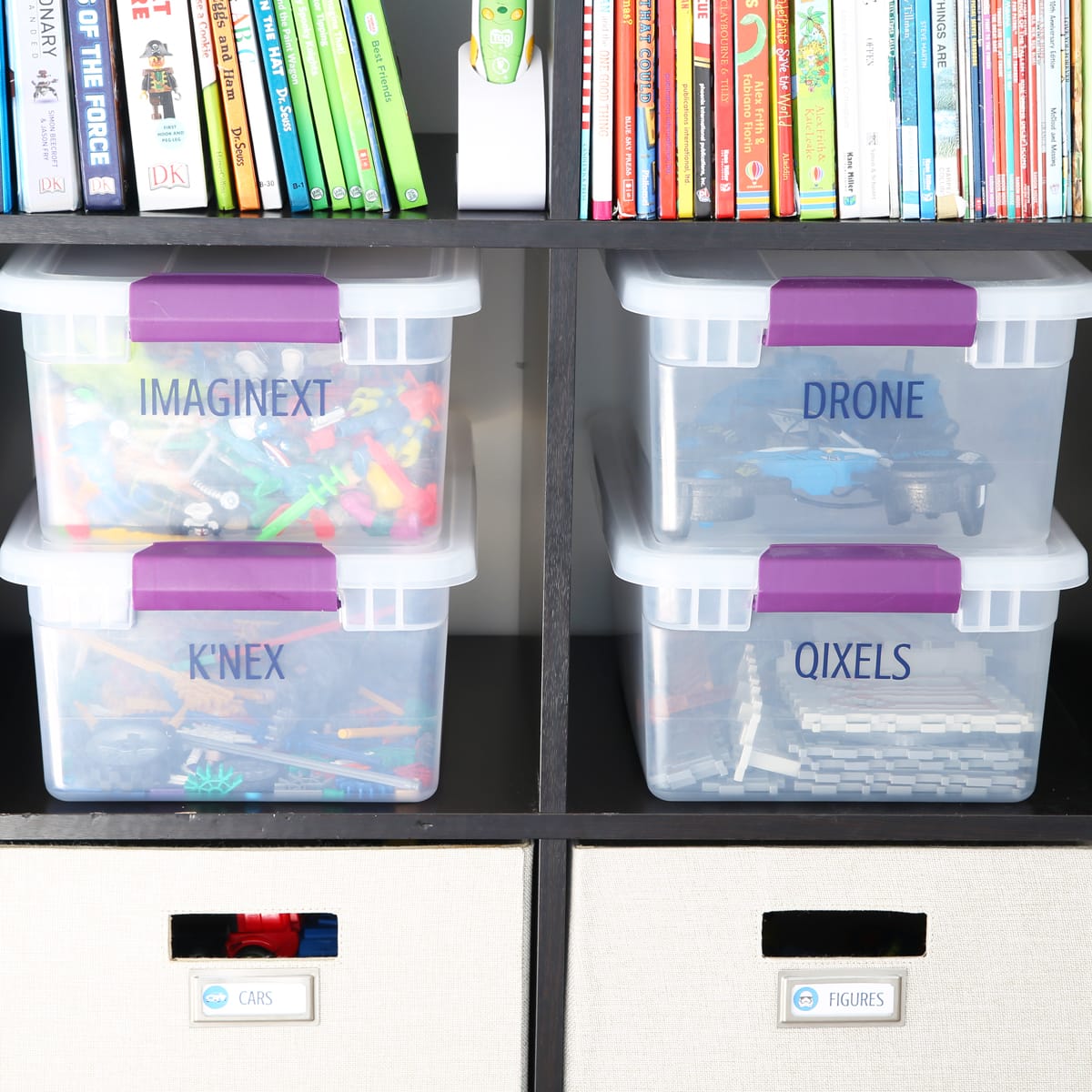 Organized Playroom with Storage Bins