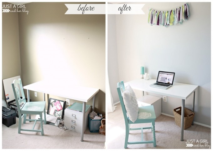 before and after photos of the home office makeover