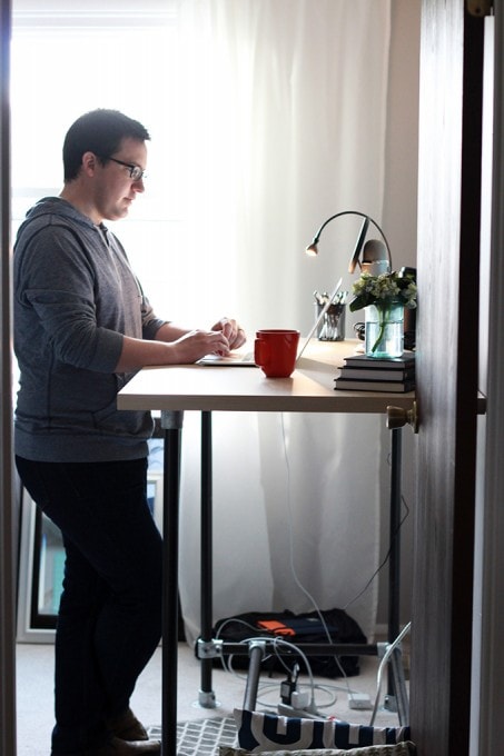 Man at a Standing Desk in a Home Office