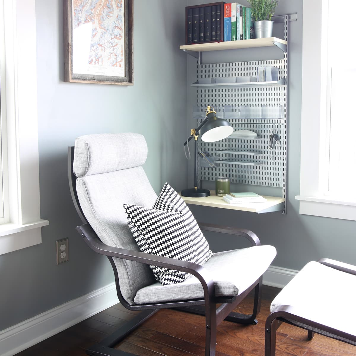 IKEA POANG chair in an organized home office