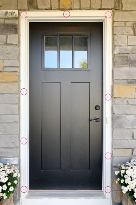 Hooks Marked on Door Frame for Christmas Garland