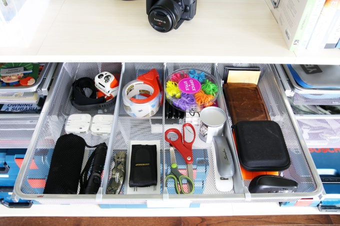 an organized office drawer with supplies