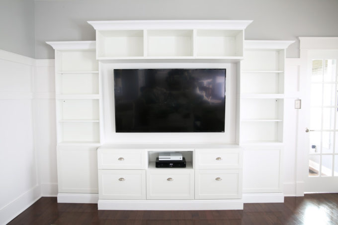 Living Room Entertainment Unit with Completely Bare Shelves