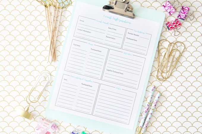 Organize Your Event Information with This Pretty Party Planning Printable