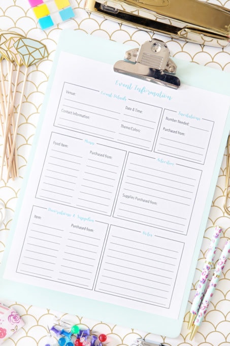 Free Party Planning Printable to Organize Your Event Information