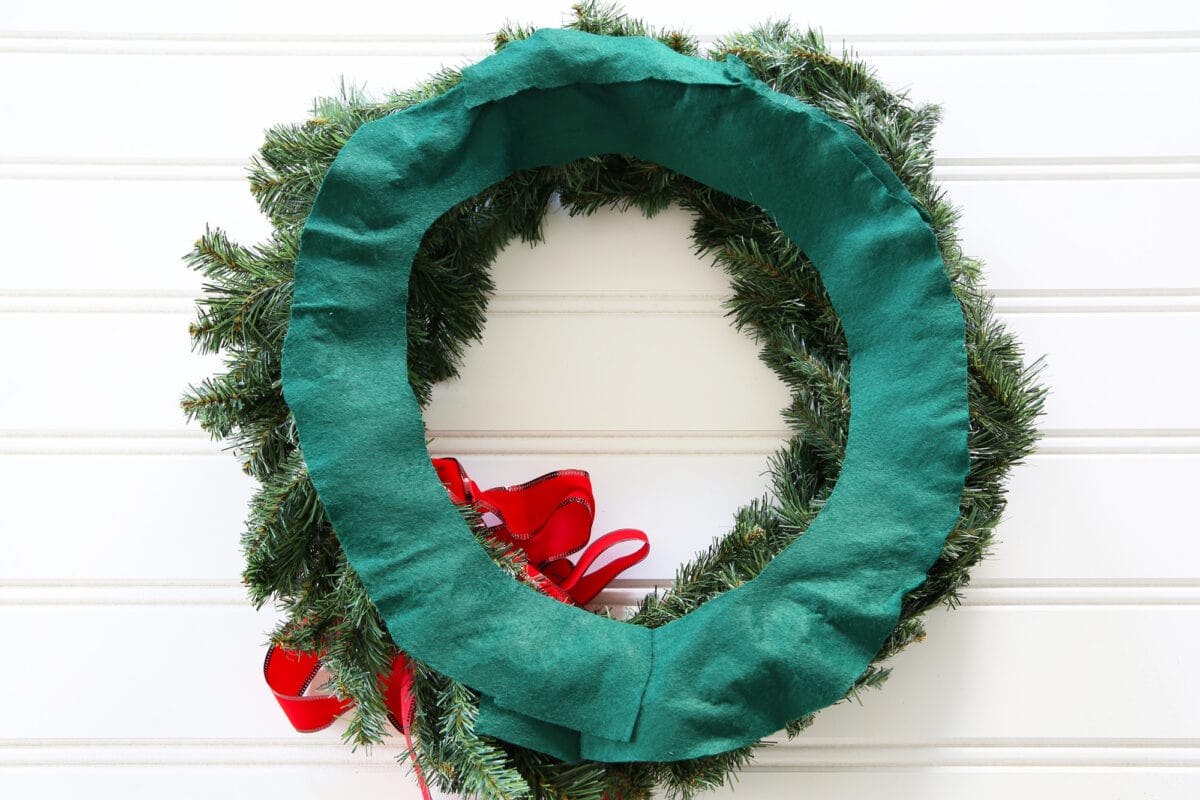 Christmas Wreath with Green Felt Hot Glued to the Back