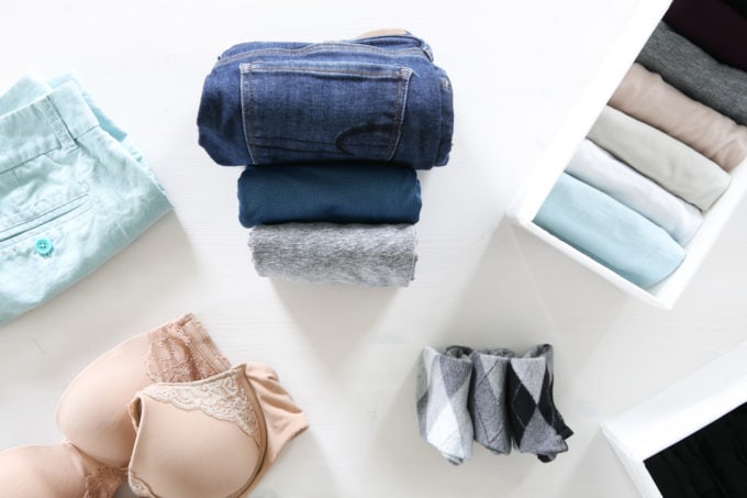 Clothes Folded Using File Folding and the KonMari Method