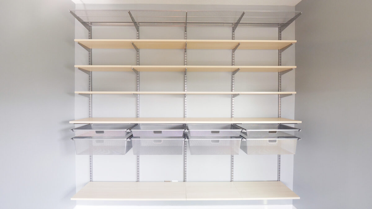 Elfa Shelving Installed in a Home Office