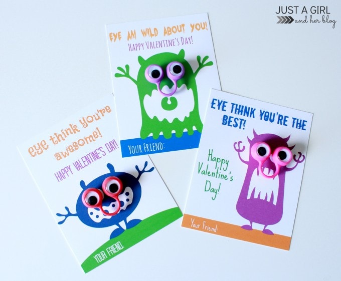 Cute Monster Valentines by Just a Girl and Her Blog