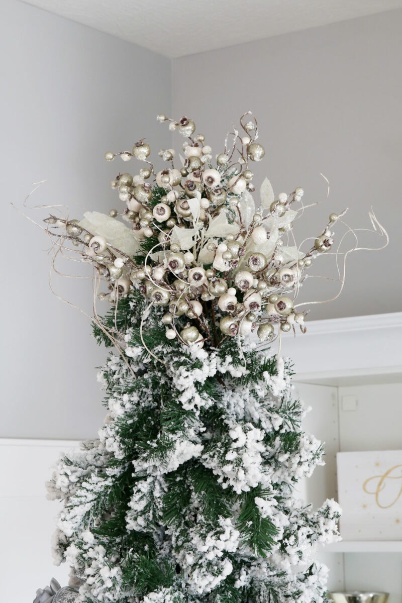 DIY Tree Topper with Berry Picks, Leafy Sprays, and Curlicue Twigs