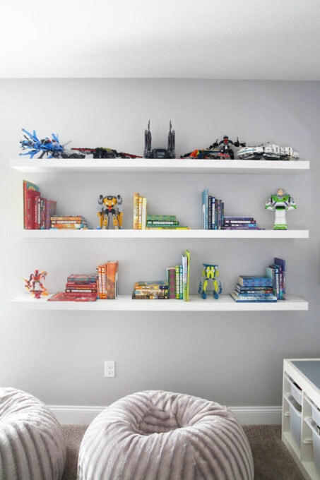 Floating Shelves with Books Stored on Them