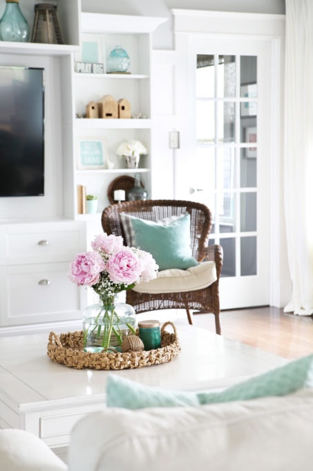 Pink Peonies on the Coffee Table in the Living Room