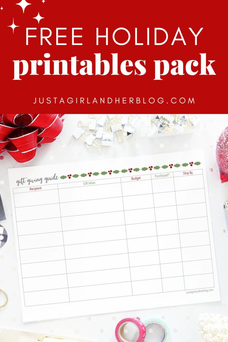 Free Holiday Printables Pack