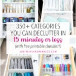 350 Categories You Can Declutter in 15 Minutes or Less with Free Printable Checklist