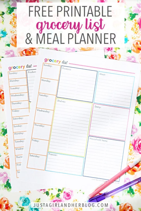 Free Printable Grocery List Template and Meal Planner