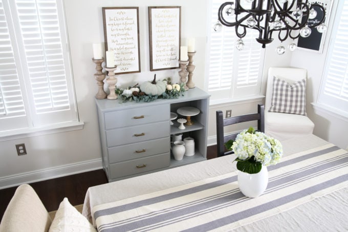 the finished sideboard in the dining room