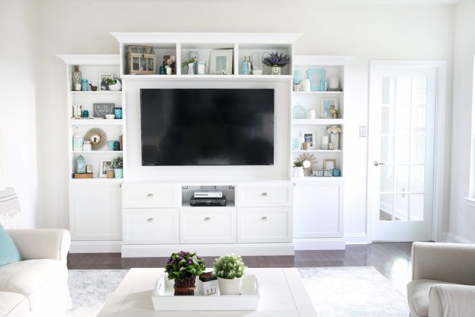 decorated custom IKEA besta entertainment system