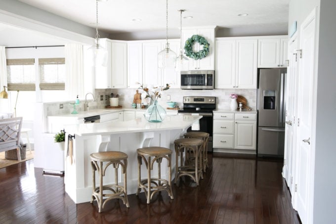 White Kitchen with Large Island in a Ryan Homes Palermo