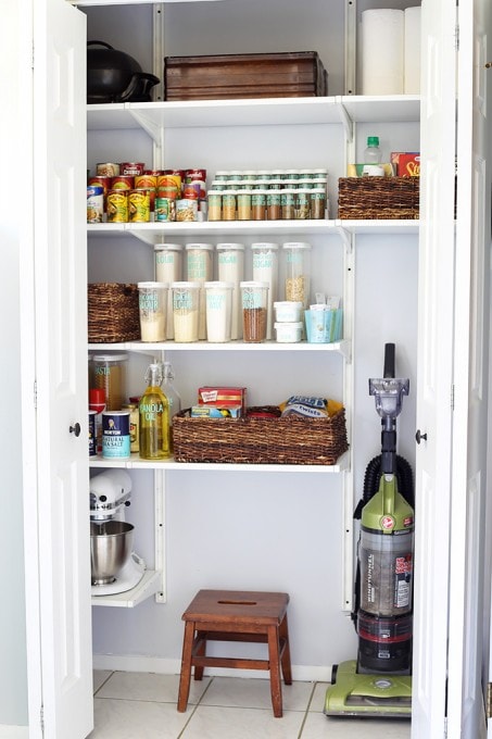 Our new organized pantry with everything put back in and labeled